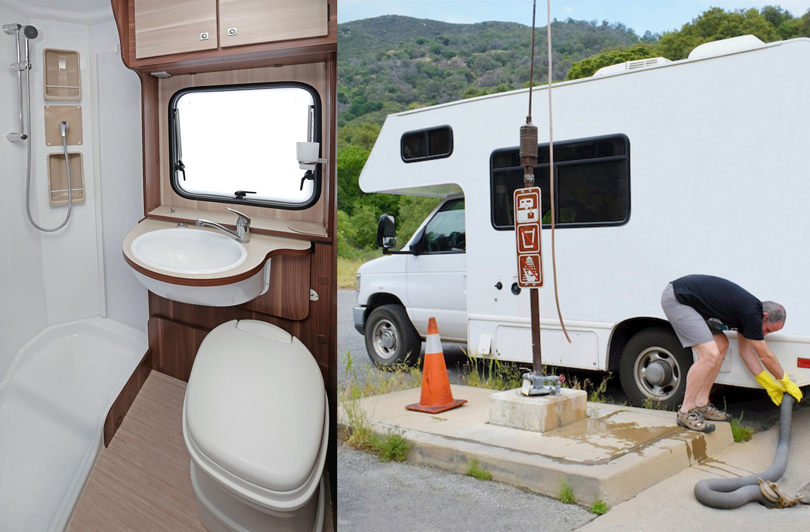 Portable RV/camper toilet and holding tank setup in Murfreesboro, Tennessee
