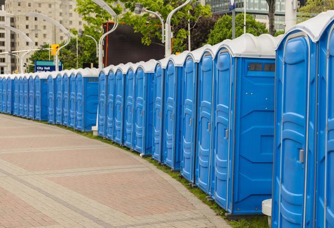 Seasonal porta potty units set up at a Murfreesboro, Tennessee venue