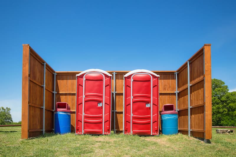 Short-term porta potty units staged for delivery in Murfreesboro, Tennessee